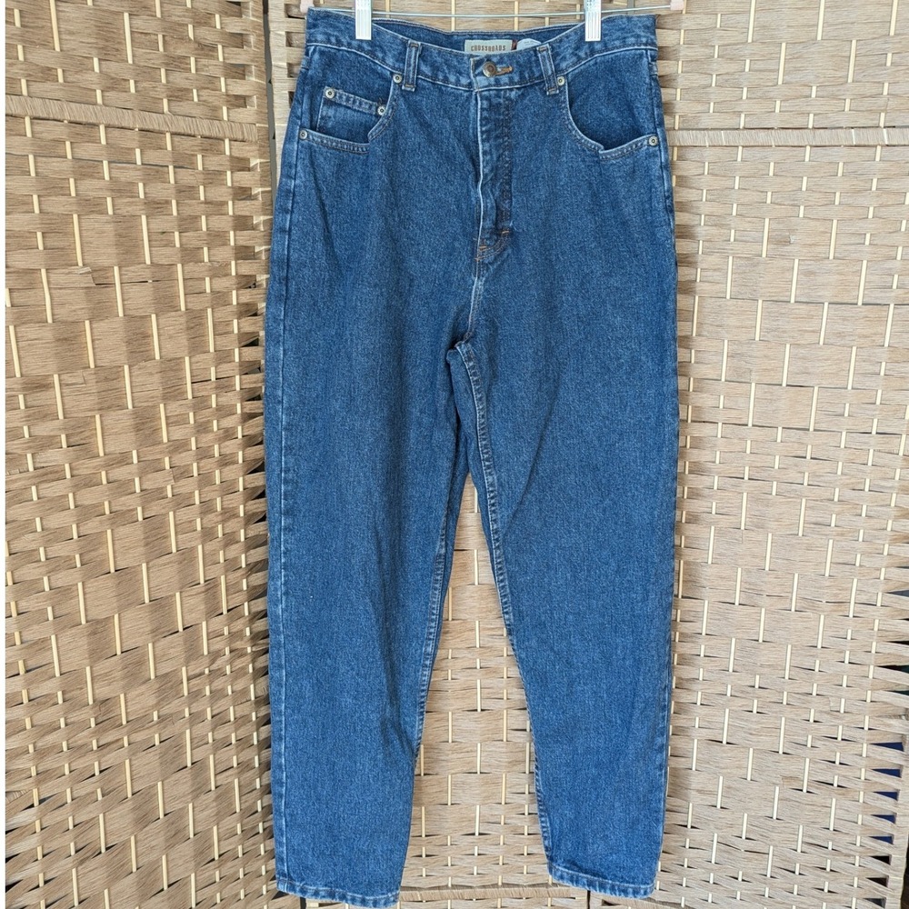 Vtg Crossroads High Waisted Relaxed Tapered Blue Jeans Womens‎ 12S Made in USA